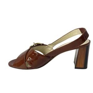 Bettye Mullec NY Made In Italy Women's Patent Leather Brown Buckle Heels Size 38